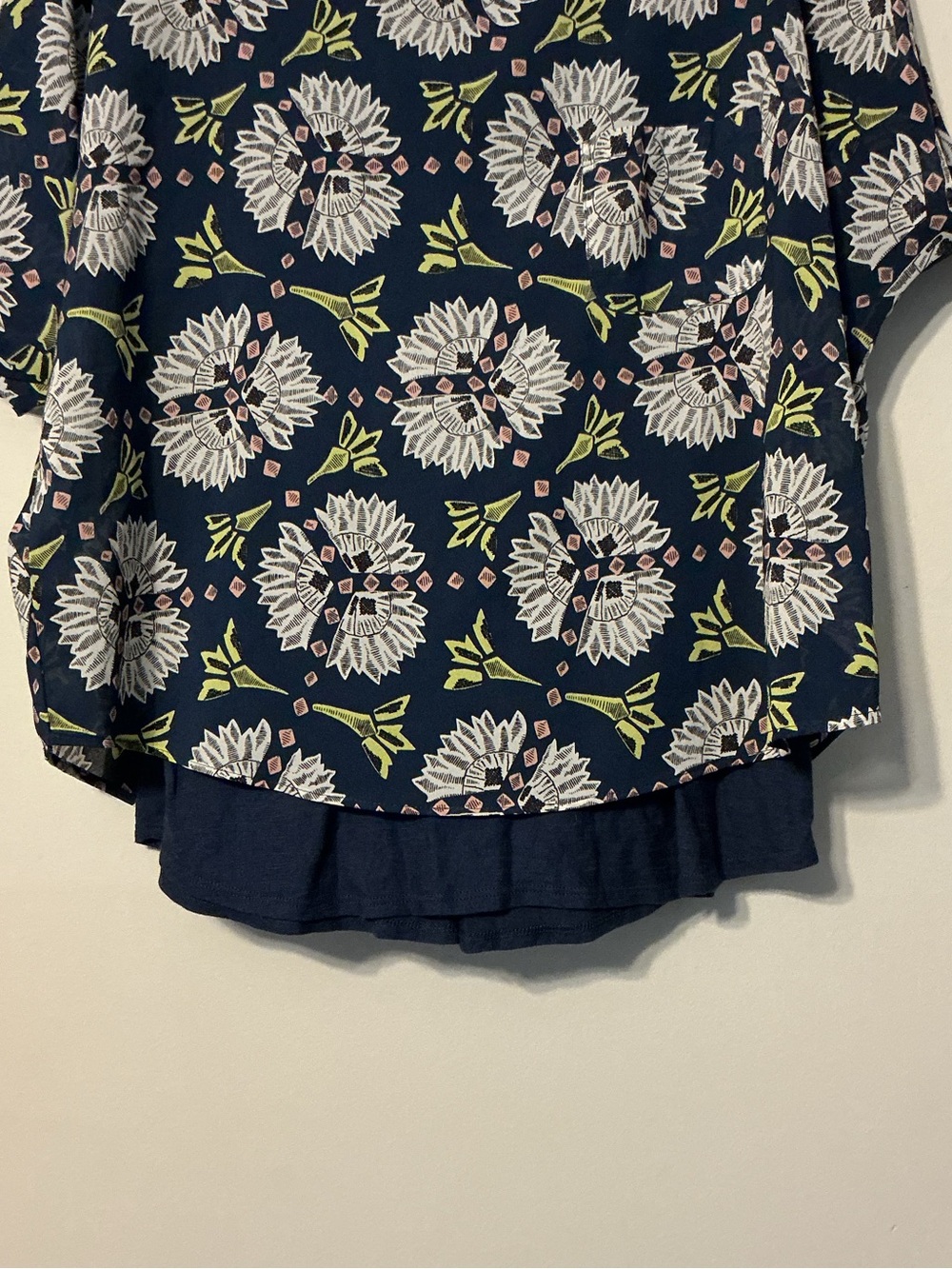 Meadow Rue Navy Layered Top with Pattern - Picture 4 of 8